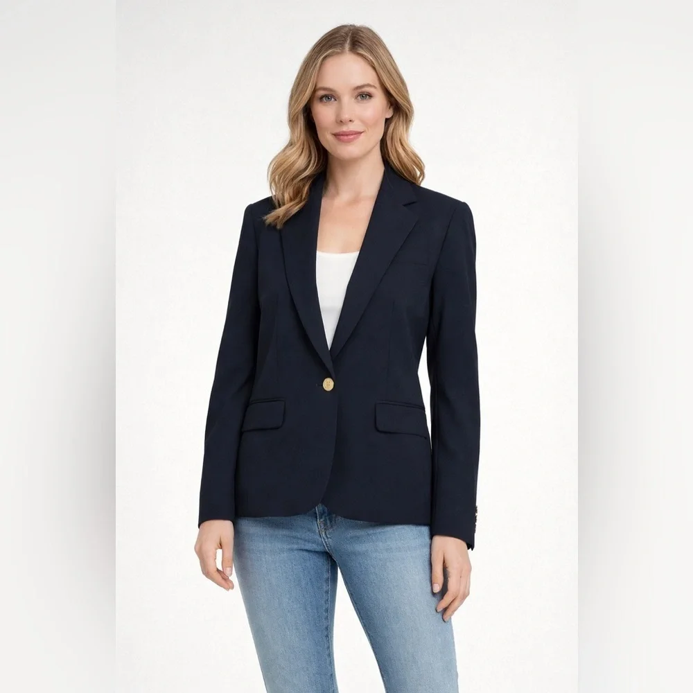 Lauren Ralph Lauren Made in USA Vintage Classic Ribbed Blazer - Picture 1 of 8